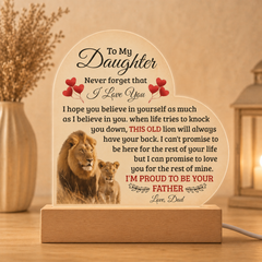 To My Daughter Old Lion – Acrylic Heart Plaque
