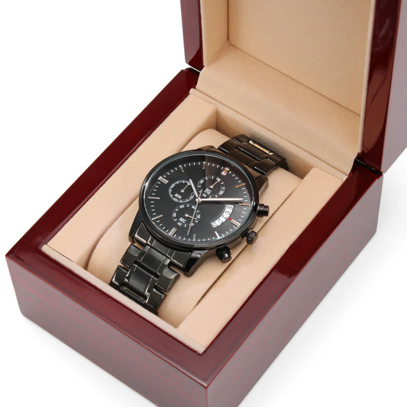 To My Soulmate Turn Back the Clock (Charcoal Black) – Men's Watch