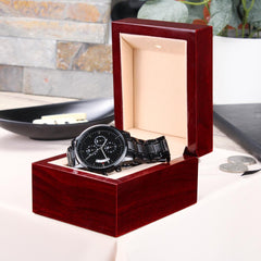 To My Firefighter Husband Need You Here With Us (Charcoal Black) – Men's Watch