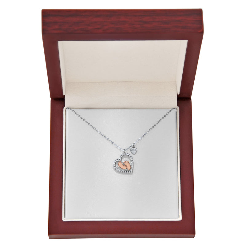 Baby Feet Heart Necklace